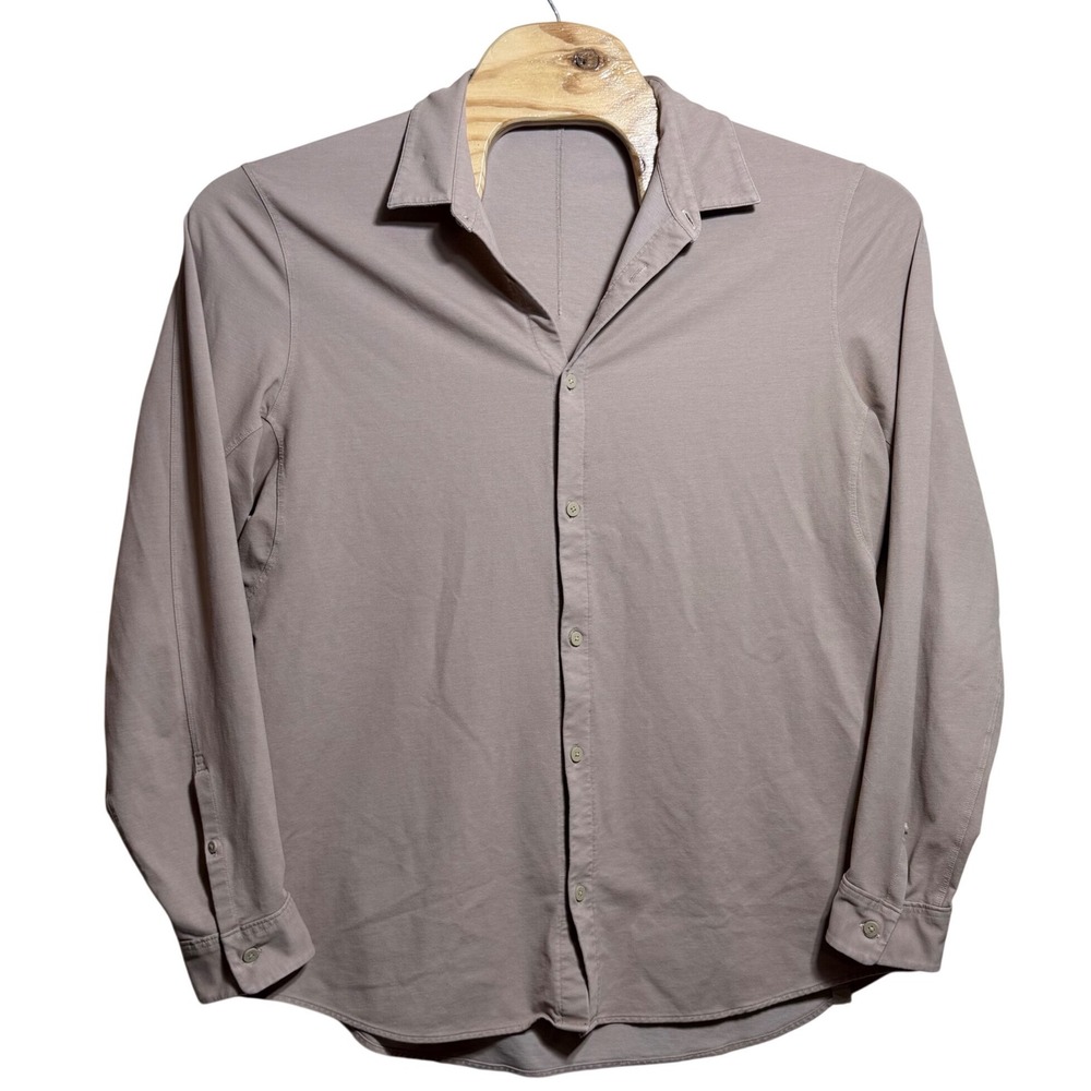 Lululemon Commission Long Sleeve Shirt Tan Taupe Button Down Mens XXL
